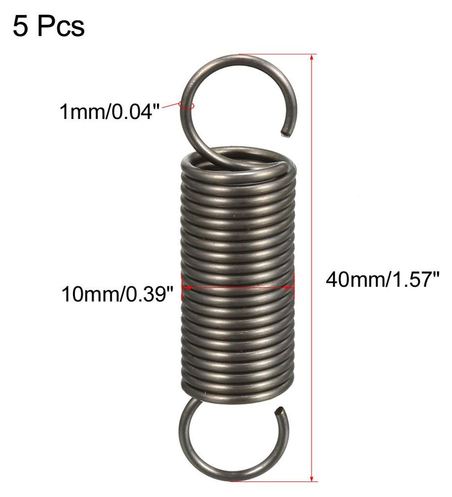 5 Stš¹ck 1,0x10x40mm Spannfeder Federstahl kleine Doppelhaken Zugfeder