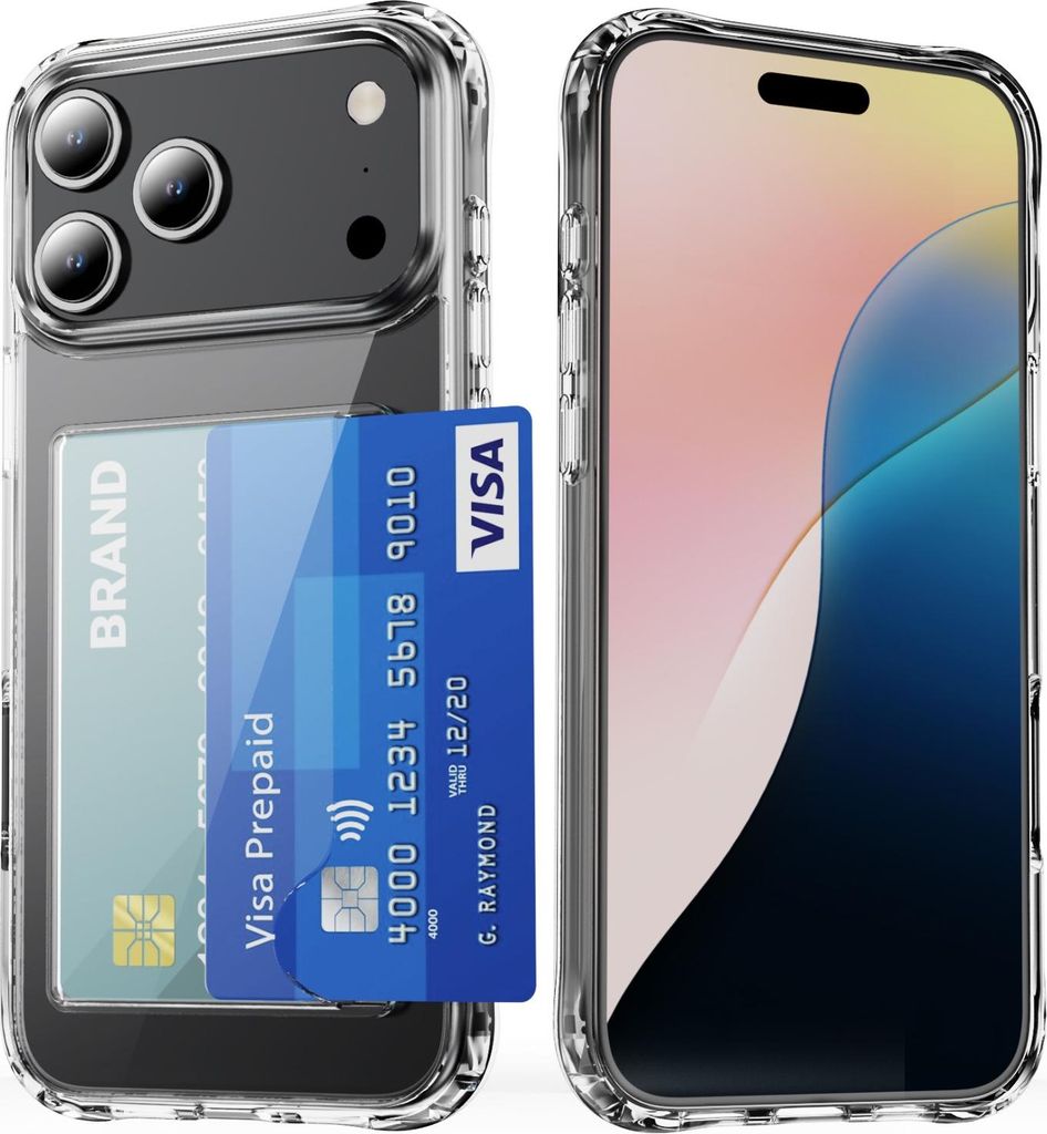 INF iPhone 17 Pro Max Hülle mit Kartenfach Stoßfest Transparent Acryl