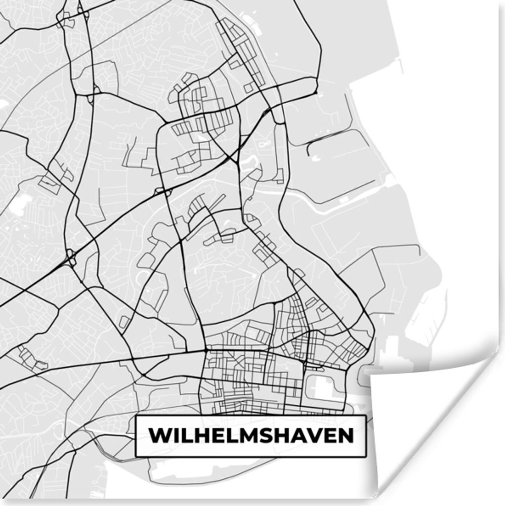 MuchoWow Poster Stadtplan - Deutschland - Karte - Wilhelmshaven 100x100 cm - Babyzimmer