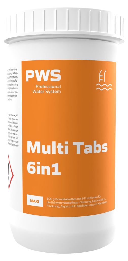 PWS Professional Multi Tabs 6in1 - 1 kg - Chlortabletten Multifunktion Tabs für Pool MAXI 200g
