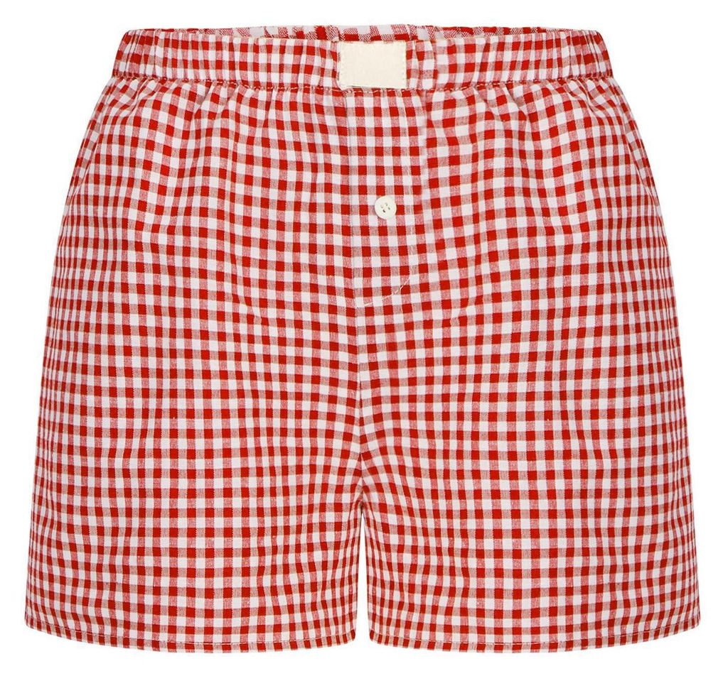 2024 Sommer neue grenzüberschreitende AliExpress-Shorts für Damen, lässig, bequem, hohe Taille, locker, breites Bein, Retro-Karo-Shorts, Hellbla...