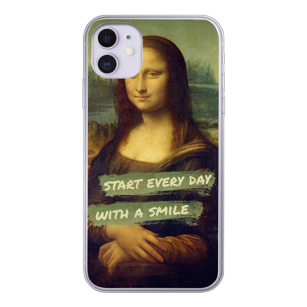 MuchoWow Handyhülle Schutzhülle Hülle für iPhone 11 Mona Lisa - Zitat - Da Vinci Silikon Softcase Handy Hülle - Handytasche