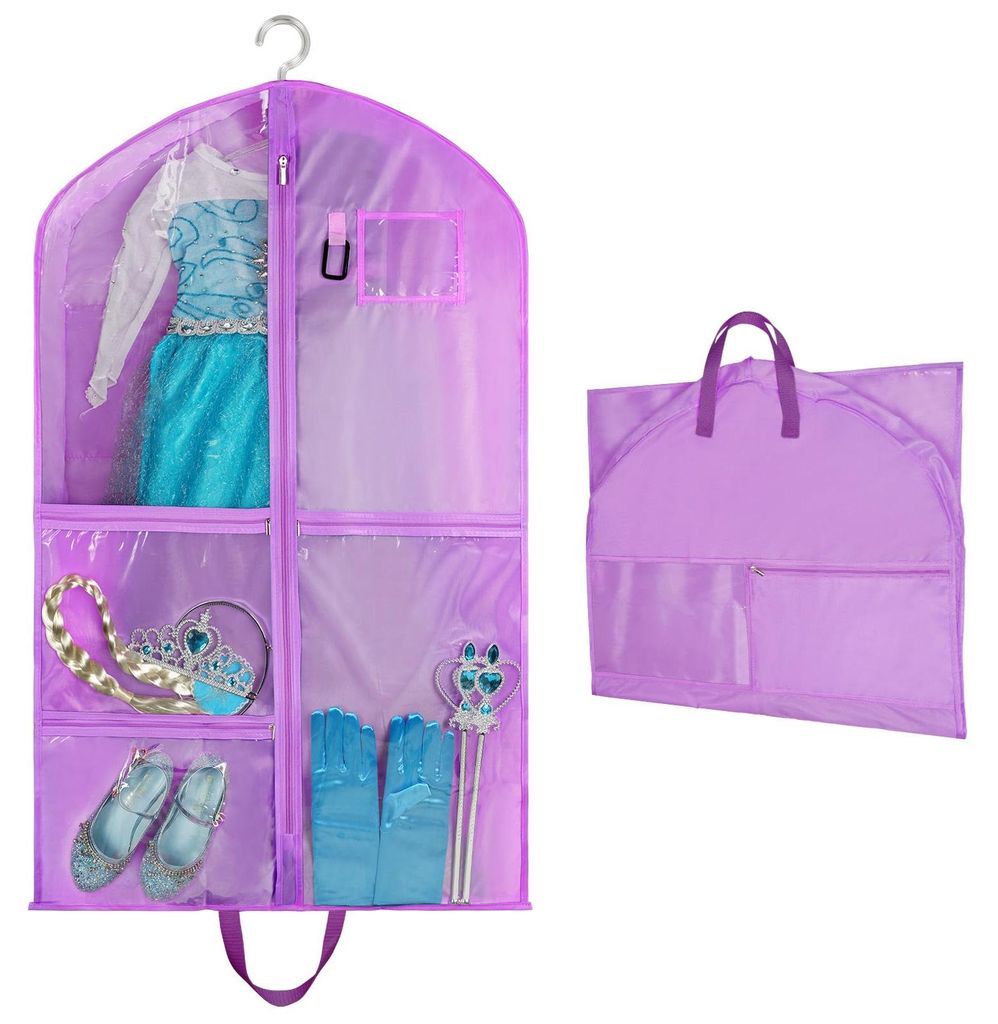 Kleidersack für Kinder, faltbarer Kleidersack für Kinder mit 5 Fächern, kurzer Kleiderbügel zur einfachen Organisation der Kleidung für Tänze...