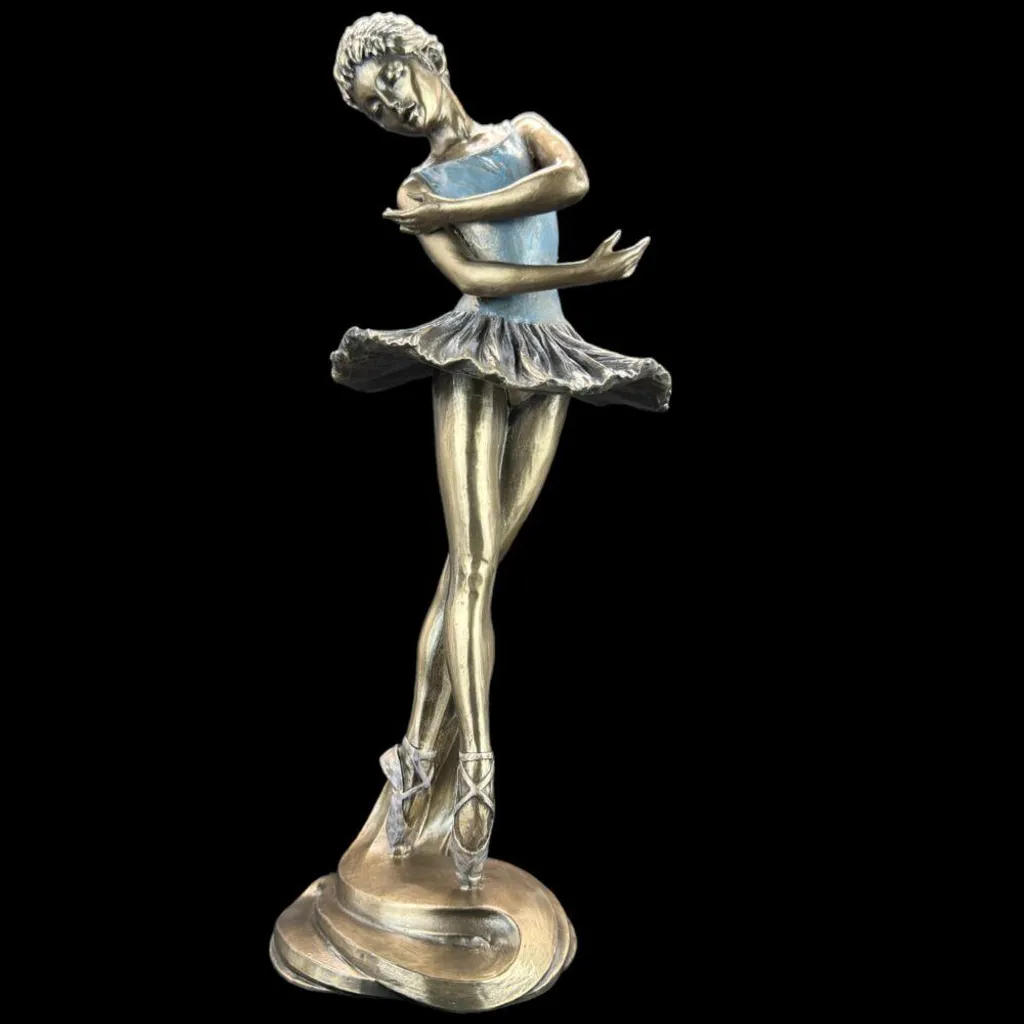 Sculpture décorative de danseuse étoile - Figurine de ballet aspect bronze