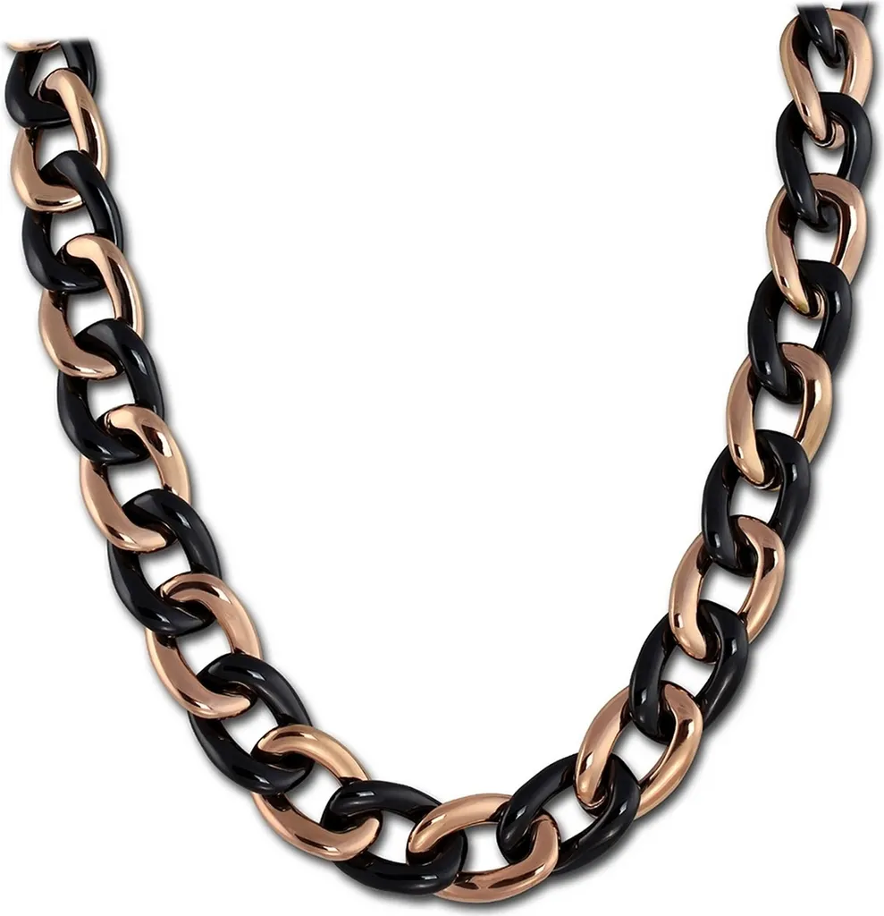 Collana Amello Rose Gold & Black Ceramic Steel 50cm D2ESKX23S0