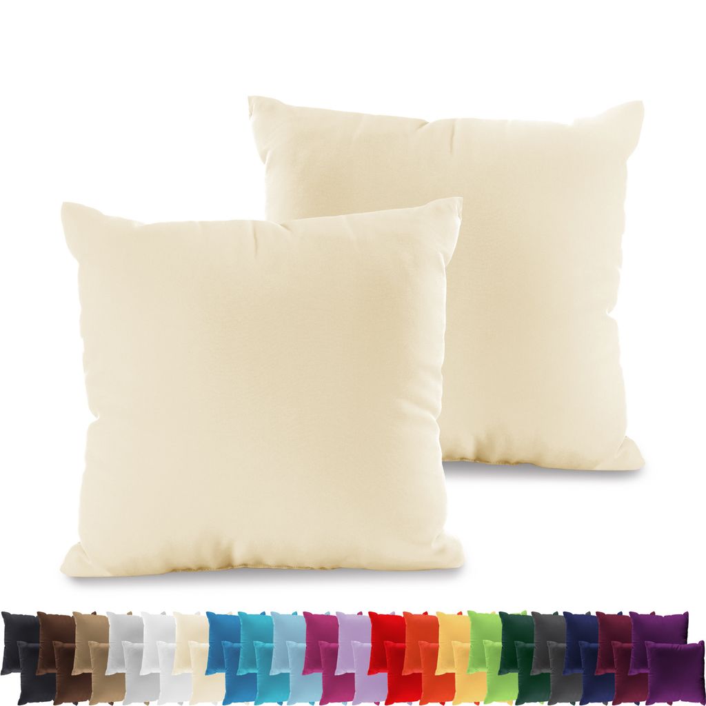 2er PACK JERSEY Kissenbezüge 100% Baumwolle Kissenhülle 160 Gr/m², in Größe: 40x40 cm, in Farbe: Creme