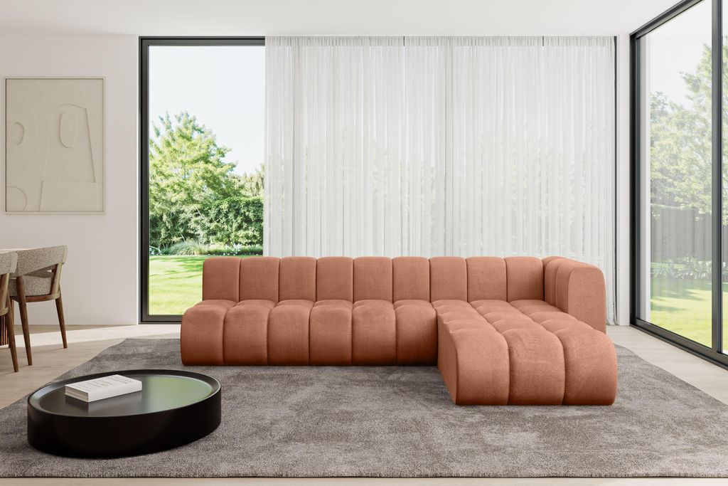 ALTDECOR Modulares Sofa Ecksofa in L-Form - Darnel-L2 - 296x177x70 cm Apricot - Corner modular Sofa Eckcouch Couch Wohnlandschaft Cauchsofa Bodenso...