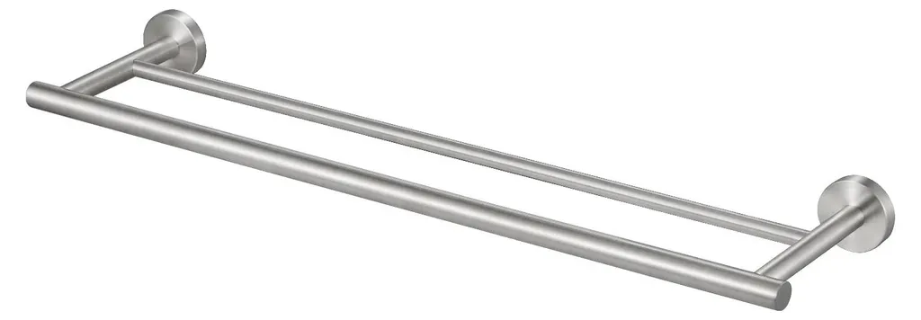 Porte-serviettes double mural 60 cm inox brossé pour salle de bain