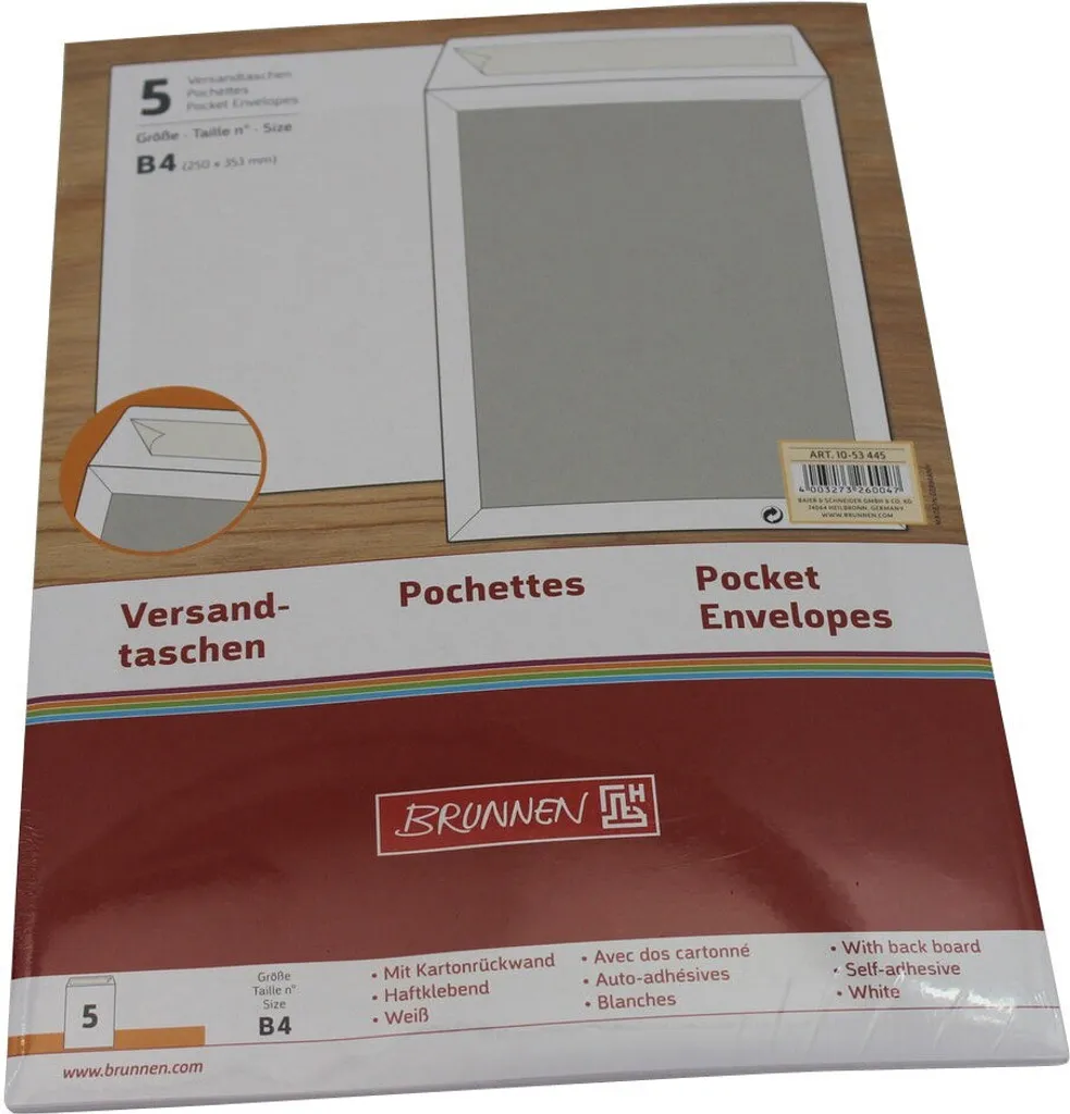 Pochette d'expédition B4 blanc 5pcs : Enveloppe renforcée 250x353 mm