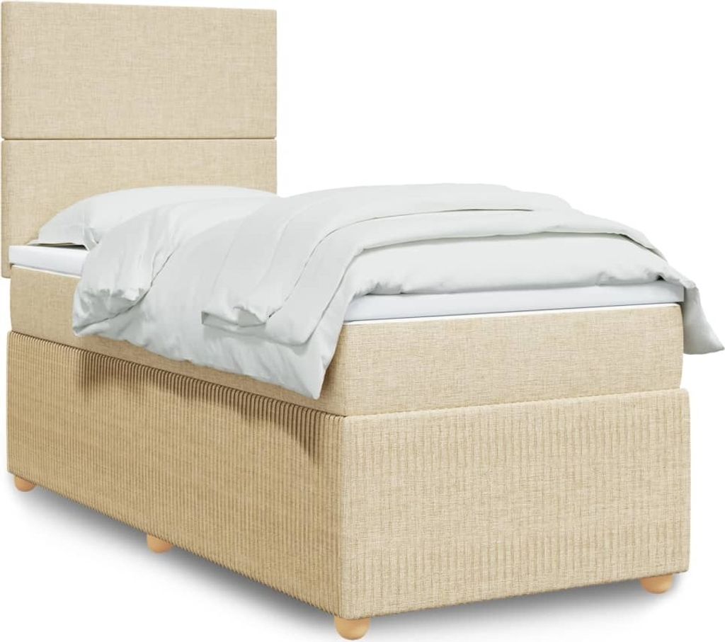 Maison Exclusive - Boxspringbett mit Matratze Creme 90x190 cm Stoff