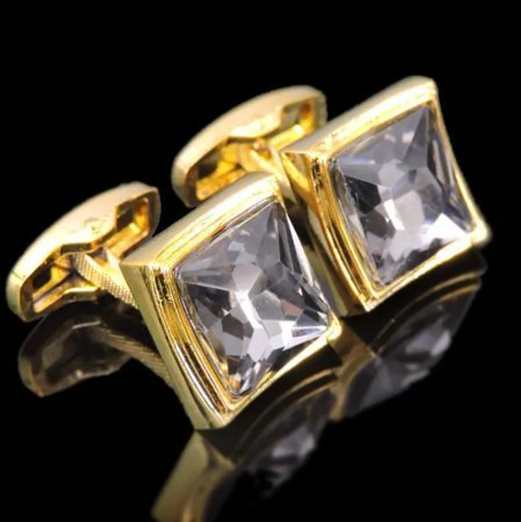 Paire de boutons de manchette en cristal pour cérémonie et mariage chic