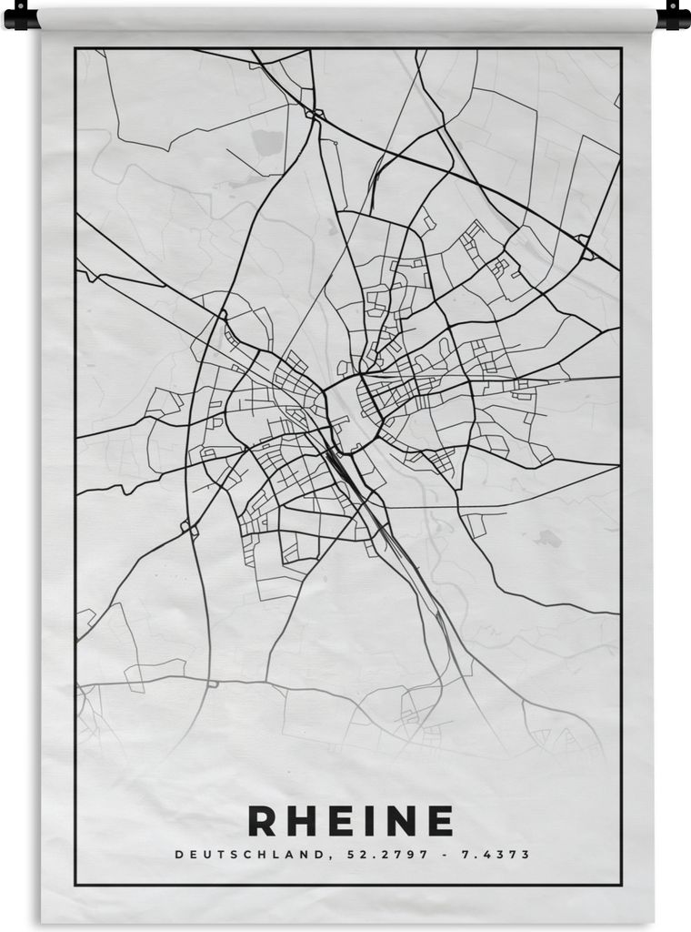 MuchoWow Wandteppich Wandbehang Karte - Rheine - Stadtplan 60x90 cm Tapisserie Dekoration Wandtuch - Foto-Teppich - Abwaschbar