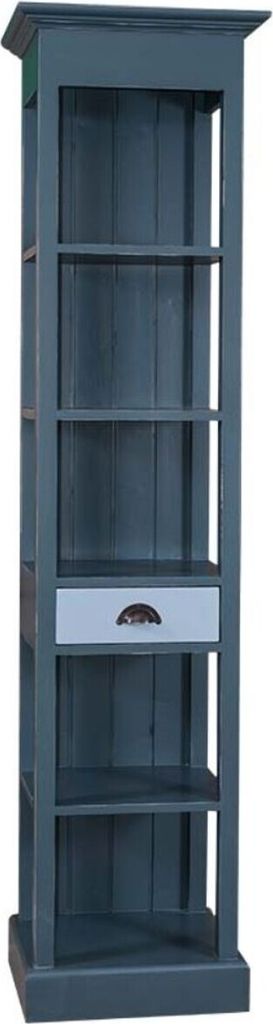 Casa Padrino Landhausstil Regalschrank mit Schublade Blau / Hellblau 50 x 39 x H. 197 cm - Landhausstil Möbel