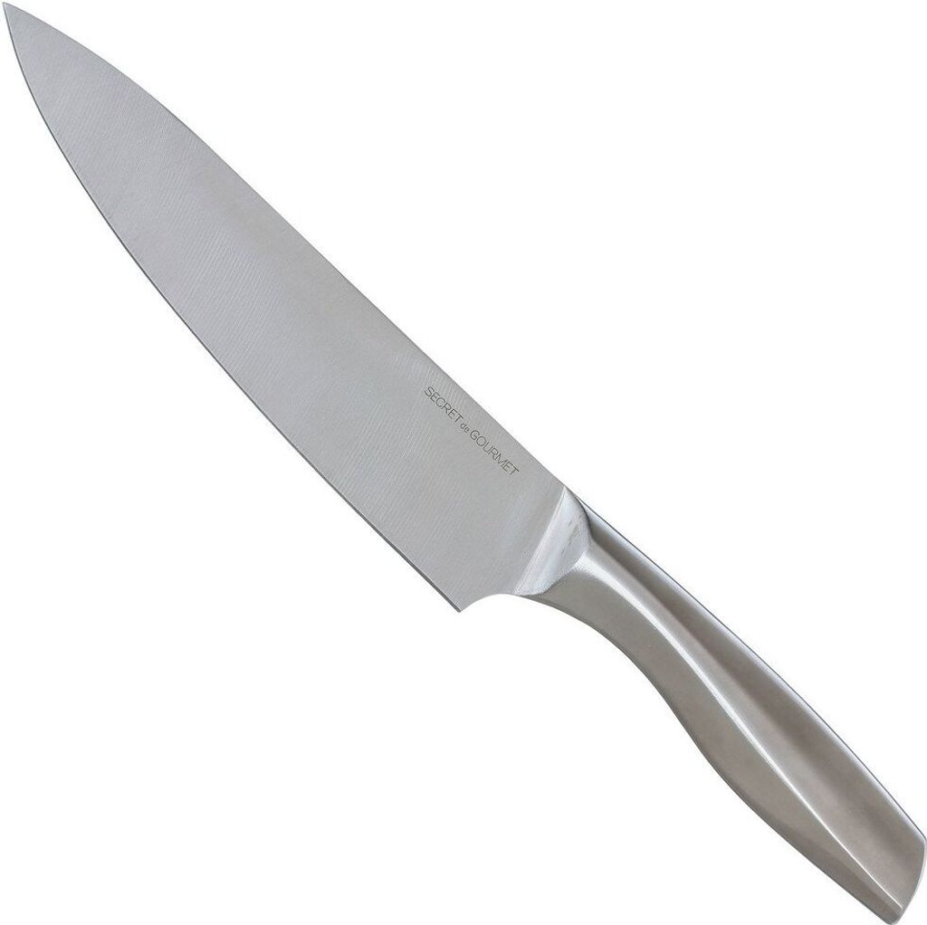 A single kitchen knife on a white background.