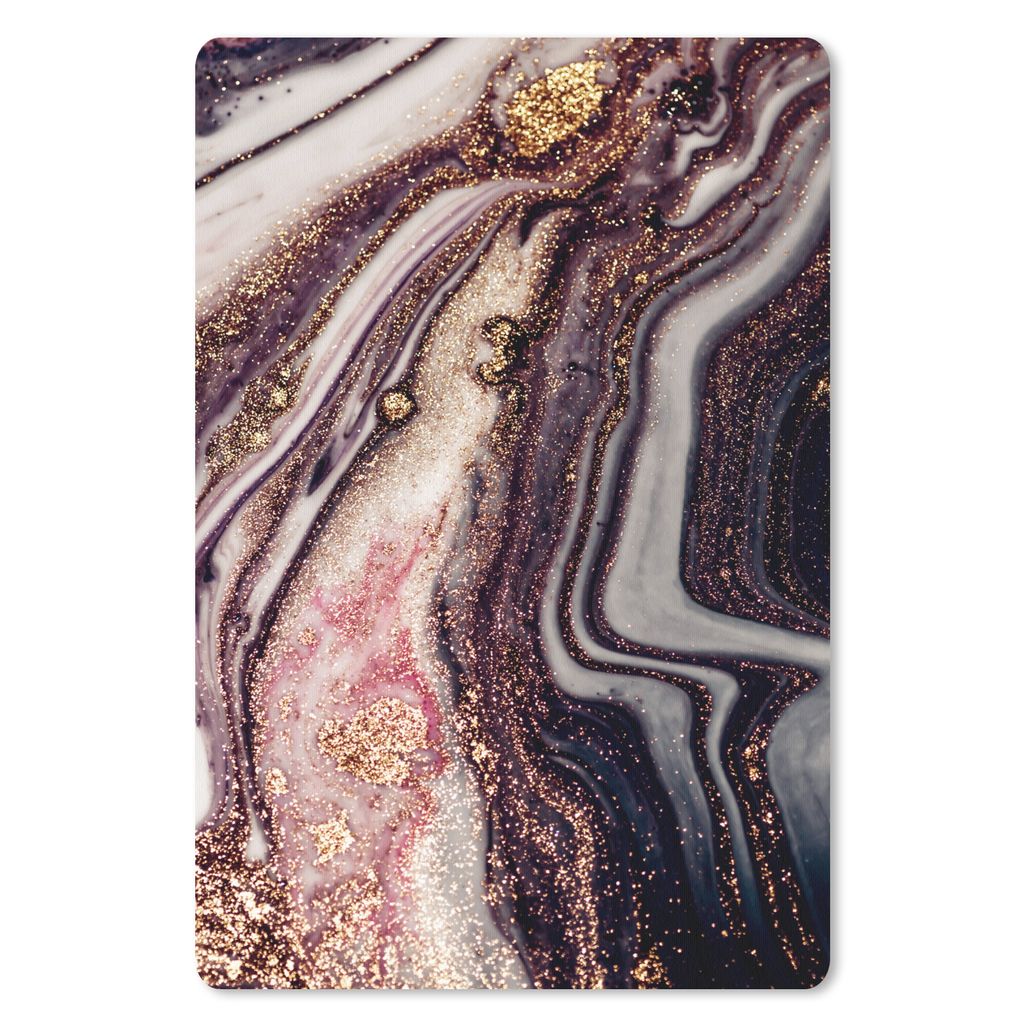 MuchoWow Mauspad Mousepad Marmor - Rosa - Gold - Glitzer - Marmoroptik 18x27 cm - Mousepads - Maus Mat - Pad - Mausunterlage