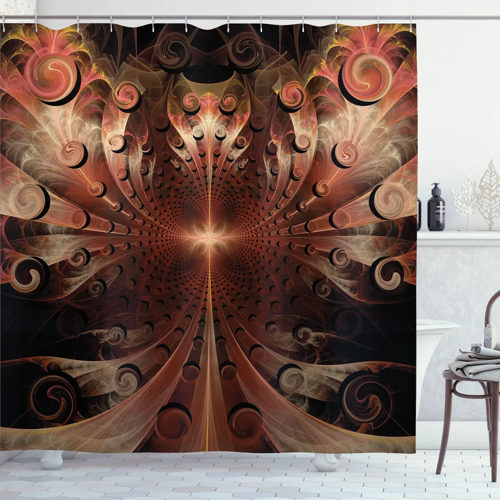 Rideau de douche fractal ABAKUHAUS 175x240 cm décor gothique et médiéval