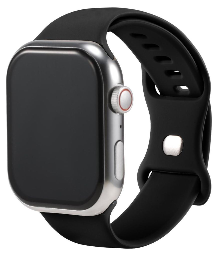 Silikon Ersatzarmband für Apple Watch 1 2 3 4 5 6 7 8 9 10 11 SE 1 2 3 Ultra 1 2 3 mit 42/44/45/49mm Gehäuse Weiches Sportarmband Schwarz Verstel...