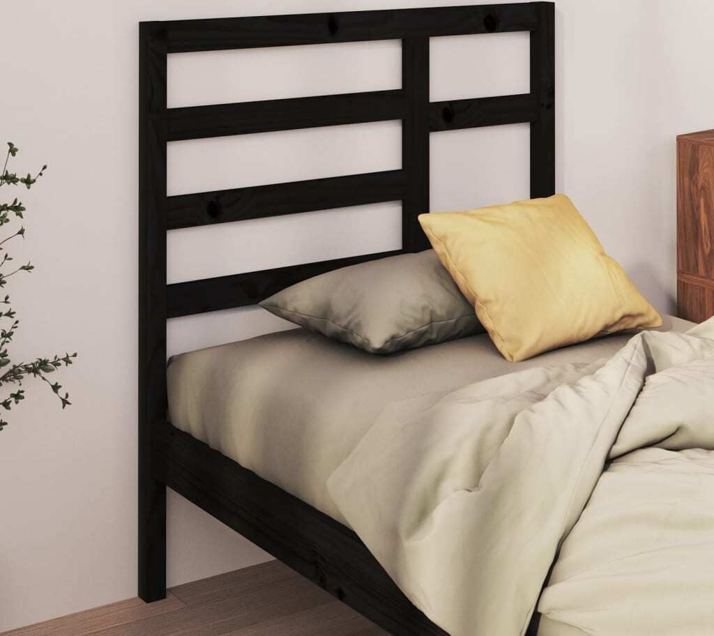 vidaXL Bett Kopfteil Schwarz 106x4x104 cm Massivholz Kiefer - Bettkopfteil - Bettkopfteile - Kopfteil - Holzkopfteil