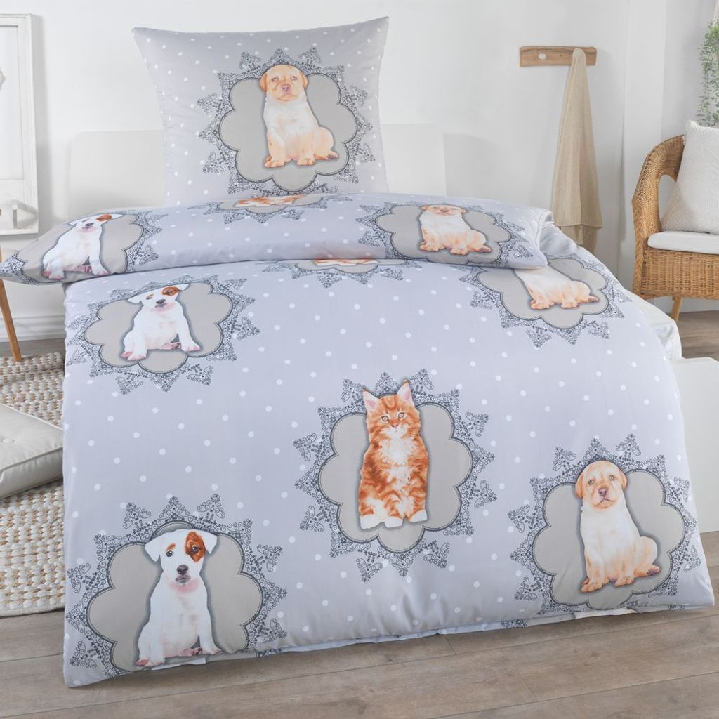 Bettwäsche 135x200 2 teilig | & für Allergiker geeignet | Bettwäsche Set mit 1 Bettbezug 135 x 200 & Kissenbezug 80x80, Design - Motiv:Design 1