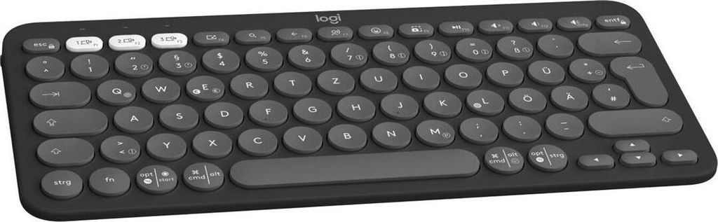 Logitech Pebble Keys 2 K380s, Mini, Kabellos, Bluetooth, Scherenschalter, QWERTY, Graphit