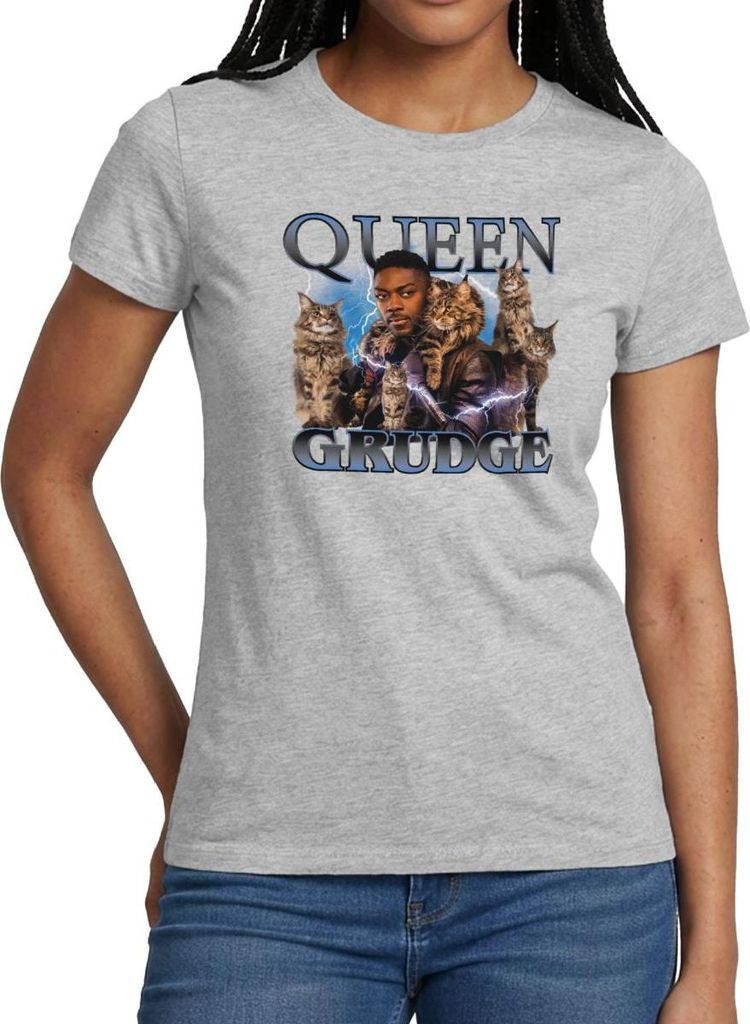 Spreadshirt Star Trek Discovery Queen Grudge Katzen Frauen T-Shirt, XL, Grau meliert