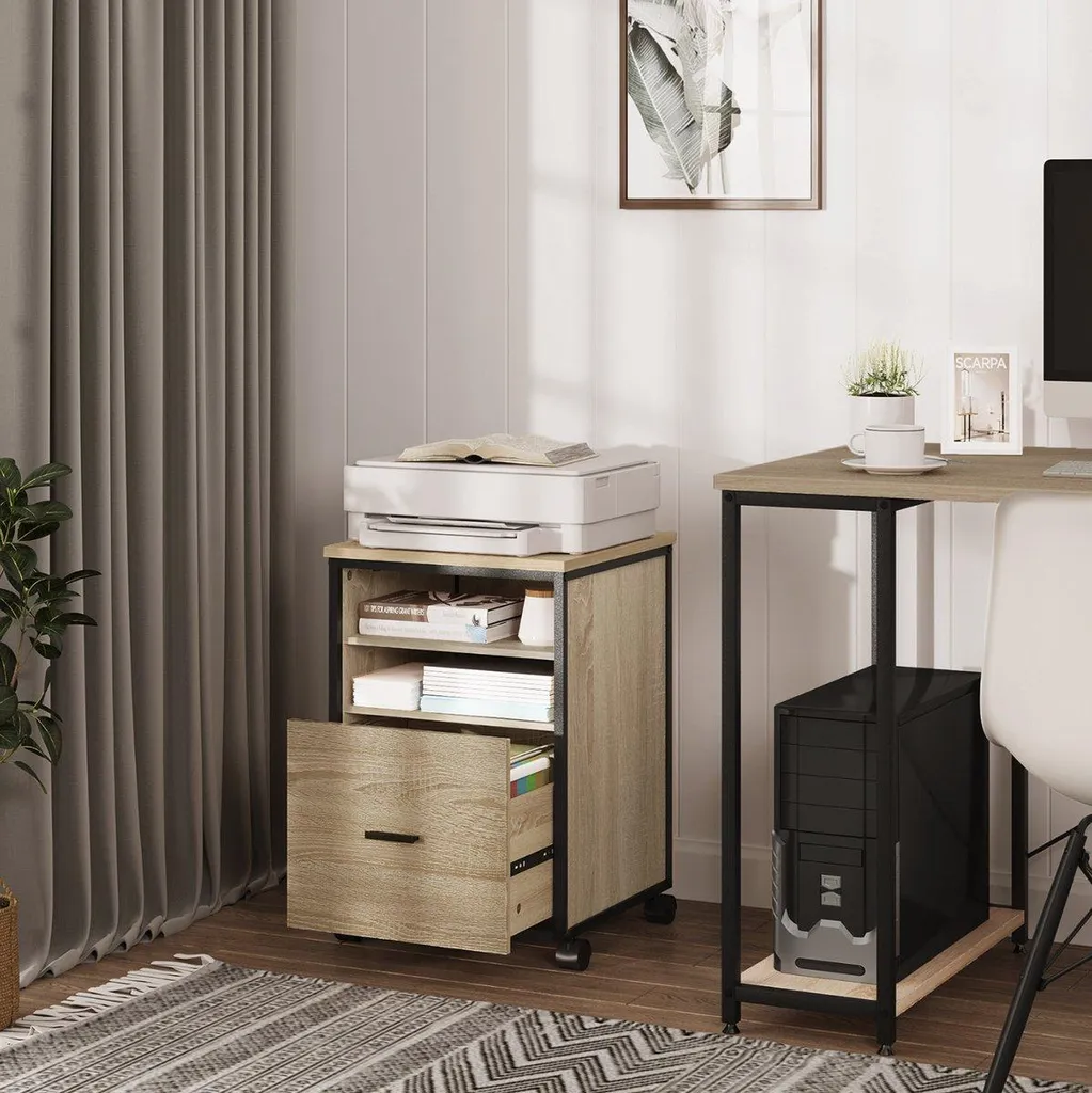 Caisson de Bureau Londres Mobile pour Rangement de Documents en Bois