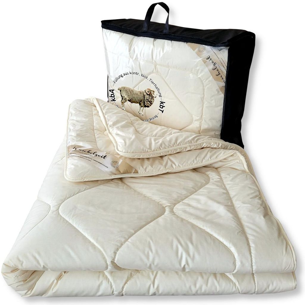 Bio Merino Schafschurwolle Winterdecke Kuschelzeit kbA und kbT in 155x220 cm