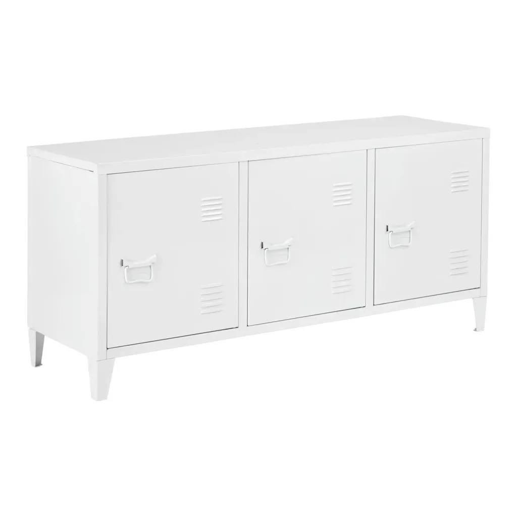 Meuble de rangement Freddie Rocio blanc en métal pour salon et bureau