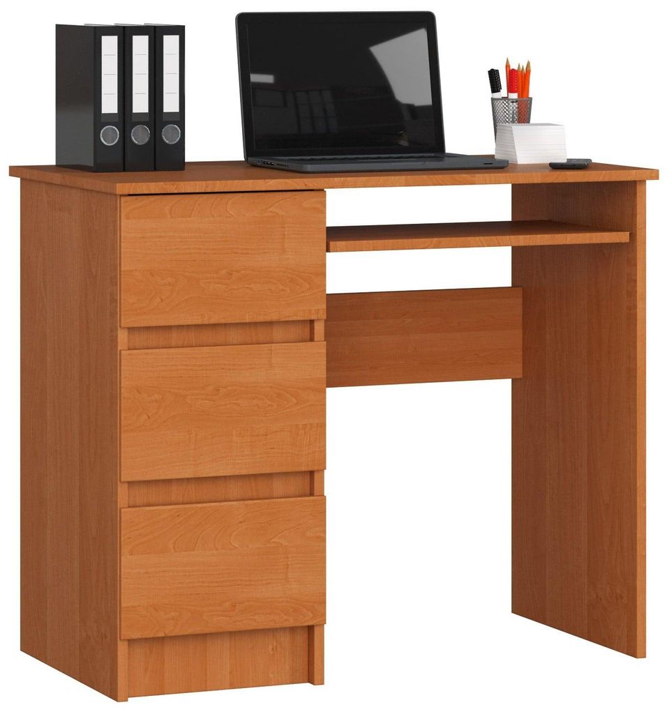 Computerschreibtisch – Schreibtisch – Bürotisch – Büroschreibtisch – 90 cm – Braun – Funktionaler Computertisch mit 3 Schubladen