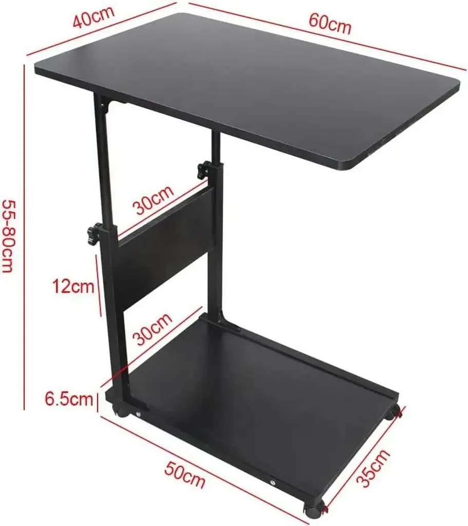 Table de service mobile réglable avec structure métallique robuste