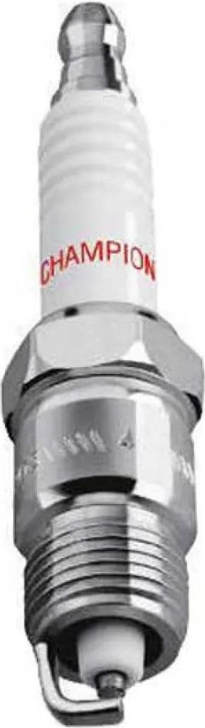 A close-up studio shot of a single spark plug.
