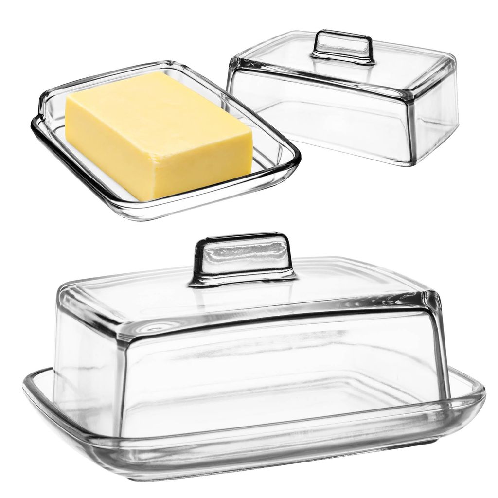 KADAX Butterdose aus Glas "Calvi", rechteckige Butterglocke Produktbild 