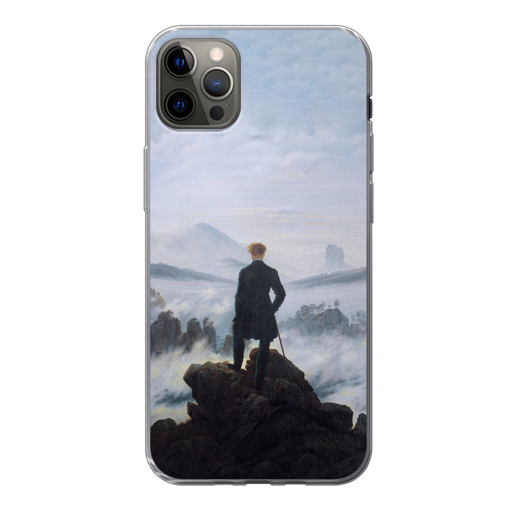 MuchoWow Handyhülle Schutzhülle Hülle für iPhone 13 Pro Max Der Wanderer über dem Nebelmeer - Caspar David Friedrich - Kunstwerk Silikon Sof...