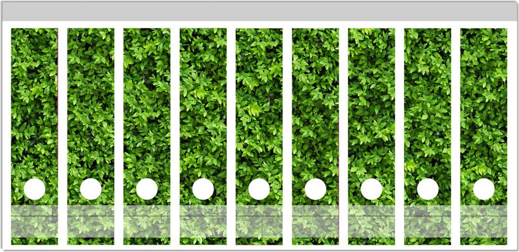 Wallario Ordnerrücken Sticker, selbstklebend für breite Ordner, 9 Stück, Motiv Grüne Hecke