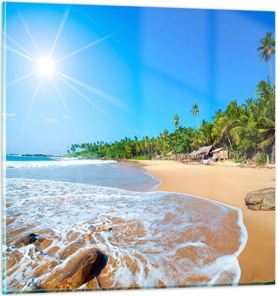 Bilder auf glas - Insel Landschaft Maledivie Freiheit - 30x30cm - Glasbilder - Wandbilder - Kunstdruck - Wanddekoration aus Glas - Glas Bilder - Wa...