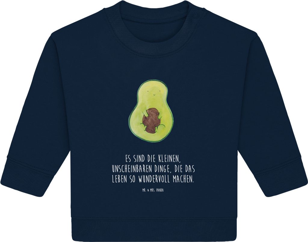 Mr. & Mrs. Panda Organic Baby Pullover Avocado Kern 12. - 18. Monat - French Navy - Geschenk, Spruch Leben, Pflanze, Bullover, Frucht