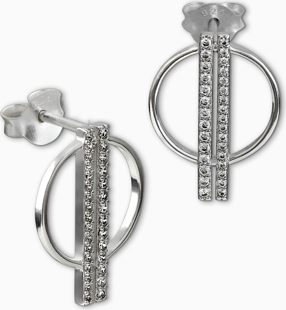 SilberDream Damen Ohrringe Kreis Zirkonia weiß Ohrstecker Echt Silber D2GSO511W
