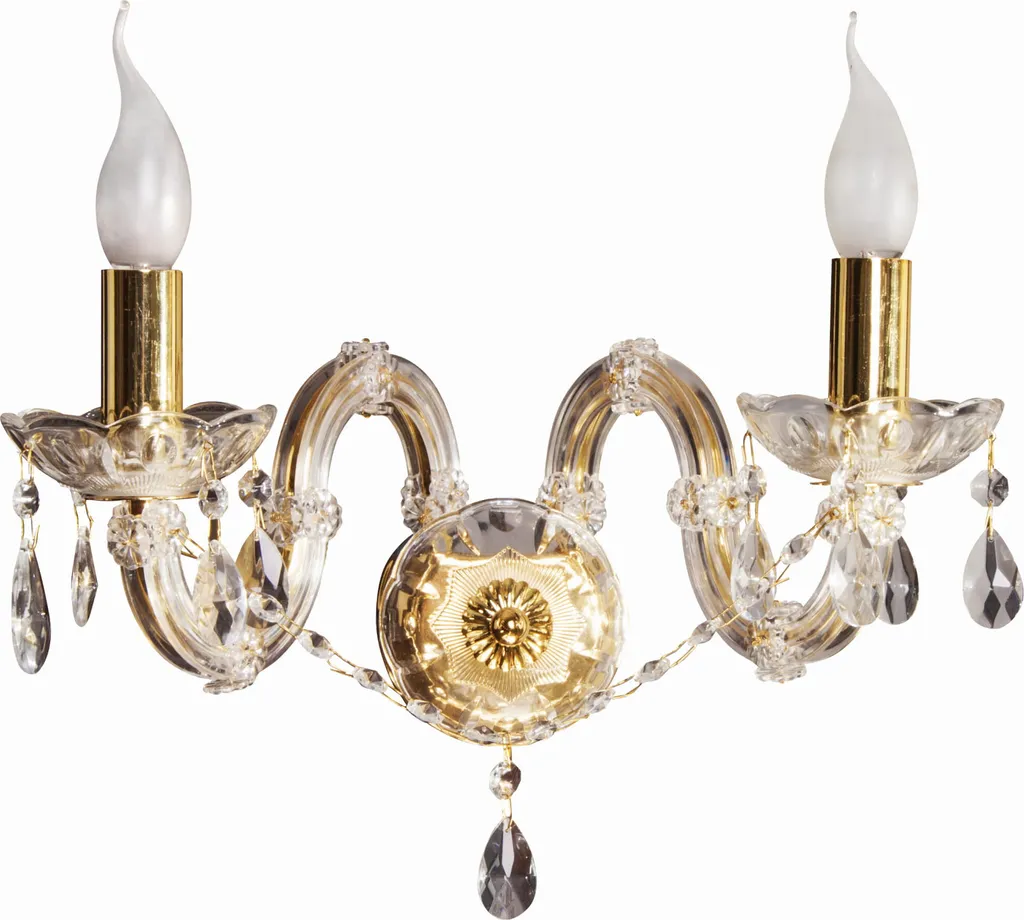 Luminaire doré Maria Teresa avec cristaux scintillants culot 2xE14