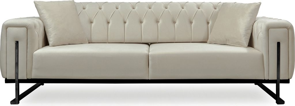 Couch 3-Sitzer Harmonie in Versch. Farben: Beige / Fuß-Farben: Schwarz