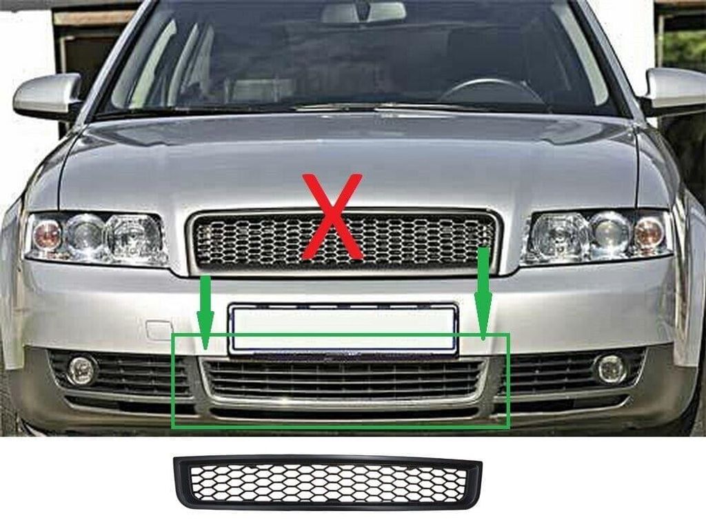 Für Audi A4 8E B6 ab 2001-2005 Stoßstange Waben Gitter Mitte MATT SCHWARZ in der Farbe SCHWARZ von Goingfast