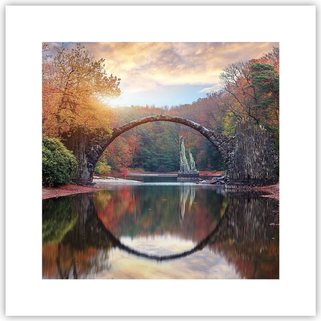 Poster - Poster ohne Rahmen - Garten Rhododendren Brücke - 30x30 cm - Wand Bild - Wanddeko - Wandbilder - Kunstposter - Wandposter - Bilder - Kuns...