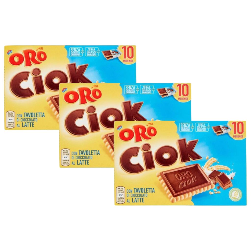 Ciastka z Czekoladą Mleczną Oro Ciok 3 Opakowania 10x25 g Zdjęcie produktu 