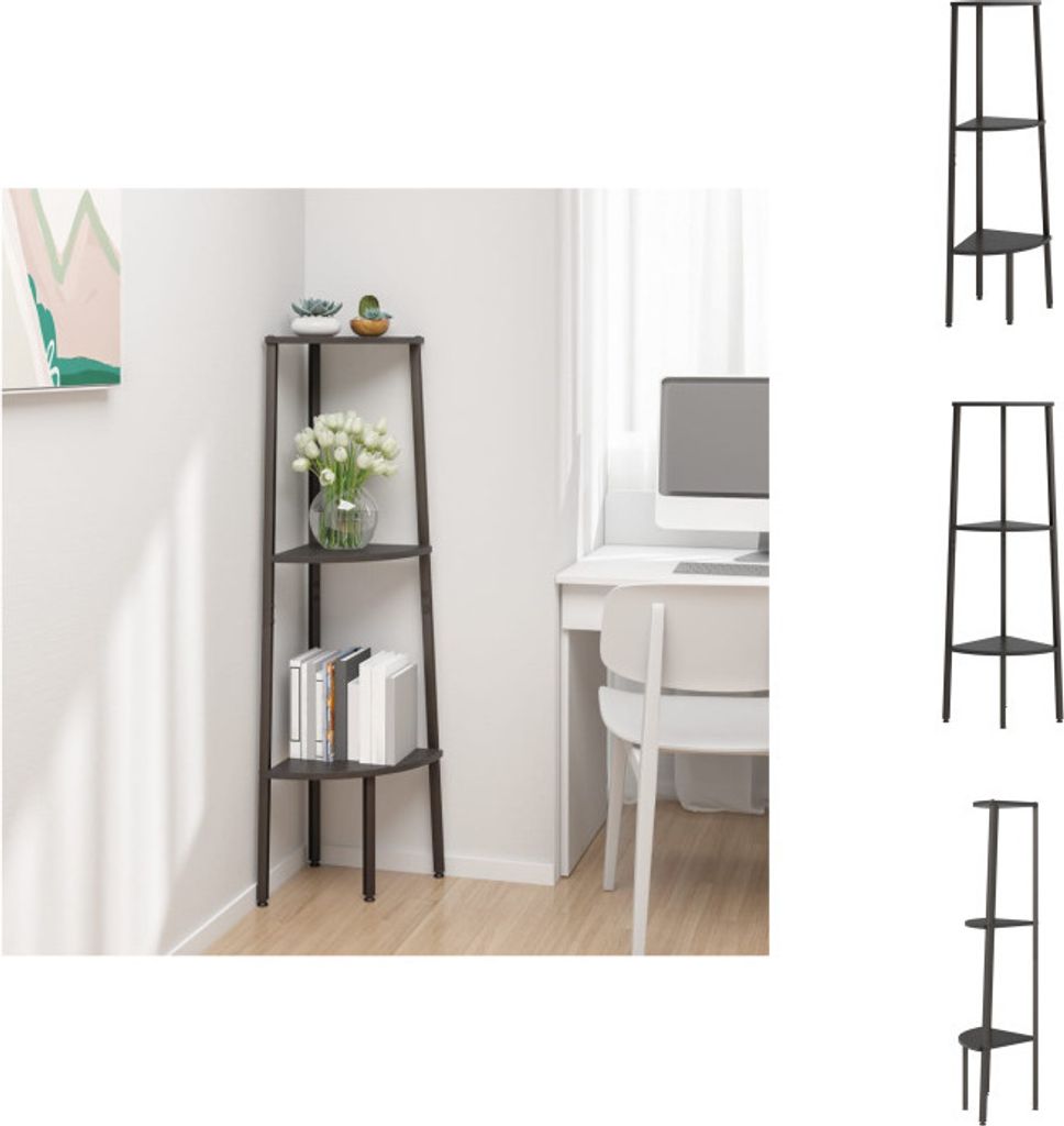 vidaXL Eckregal mit 3 Böden Schwarz 45,5x31,5x120 cm - Bücherregale & Bücherschränke