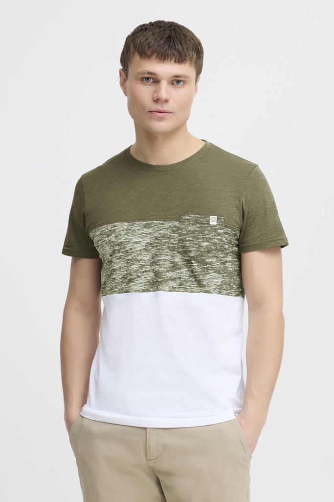 SOLID SDSinor Herren T-Shirt Kurzarm Shirt mit Streifen Rundhals-Ausschnitt Brusttasche 100% Baumwolle Regular fit