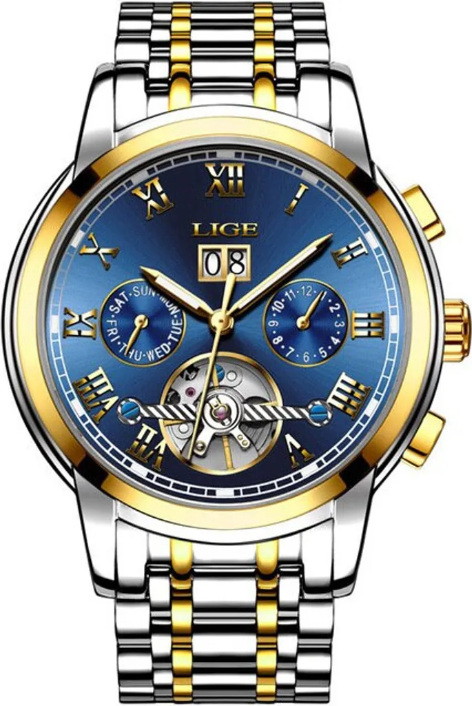 Montre Homme Bicolore LIGE Saul - Design Épuré et Finition Haute Qualité