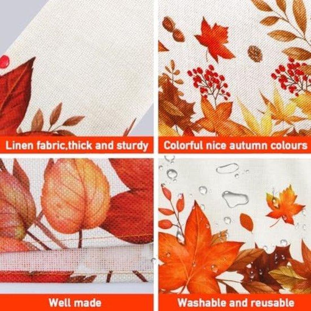 Herbst Tischläufer Leinen 30x188cm mit 50 künstlichen Ahornblättern