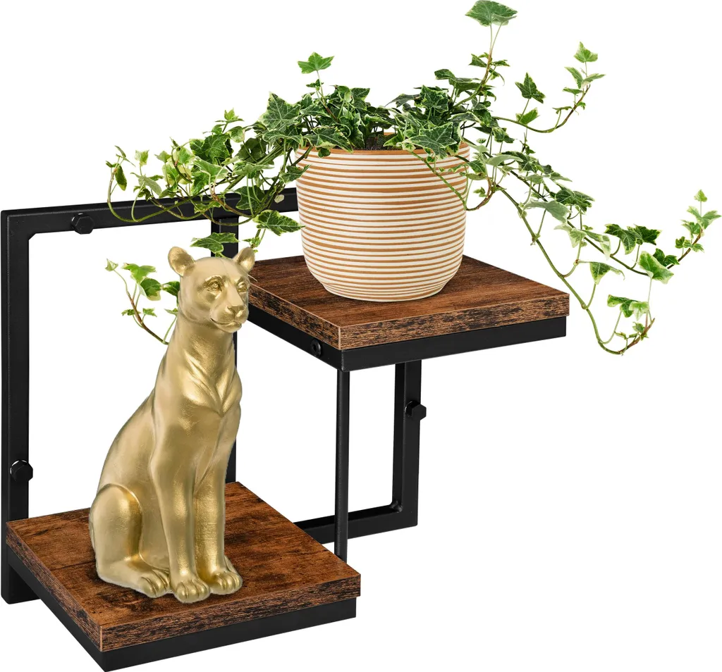 Suspension pour plantes Remus Rustic noir et bois, décor intérieur