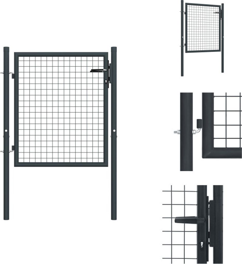 vidaXL Mesh-Gartentor Verzinkter Stahl 100 x 125 cm Grau - Gartentore