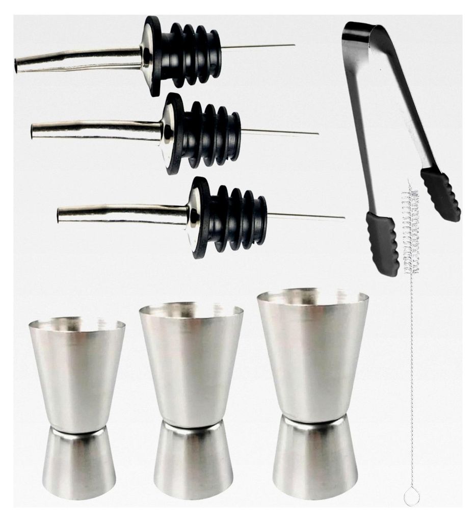 Cocktail Messbecher, 8-teiliges Bar Zubehör Set mit Jigger und Reinigungsbürsten, Edelstahl Messbecher 2cl, 4cl, 6cl, geeignet für die Cocktailz...