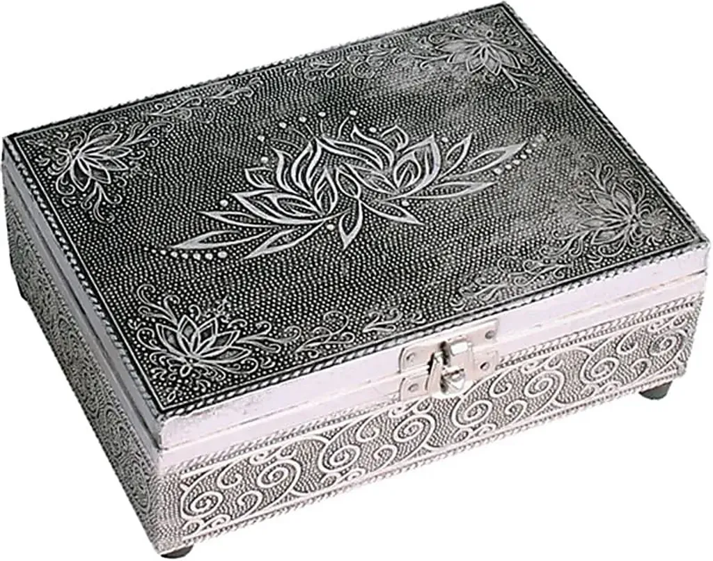 Boîte à Tarot Lotus anti-poussière 18x13 cm en bois pour vos cartes